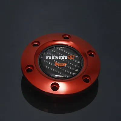 JDM Nismo Carbon Fiber Sport Steering Wheel Horn Button+Red Aluminum Edge • $21.99