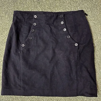 Ladies Jigsaw Wool Mix Navy Blue Lined Short Skirt With Sailor Buttons UK 12 • £8