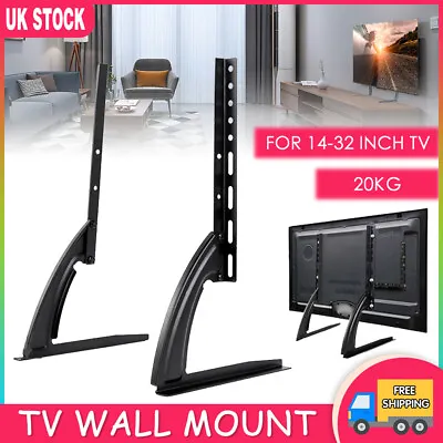 Universal TV Stand 14''-32'' LCD LED Flat Screen Table Pedestal Monitor Bracket • £12.69
