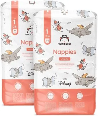Mama Bear - Disney - 96 Ultra Dry Nappies - Size 1 (2-5 Kg) - MONTHLY PACK • £19.32