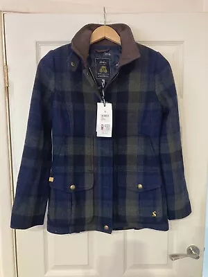 £99.99 • Buy Joules Tweed Field Coat Navy Green Jacket Size 6 BNWT RRP £249