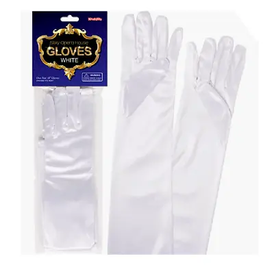 White Long Satin Gloves – Elbow Length - Costume Cosplay Opera Roaring 20's NEW • $5.93