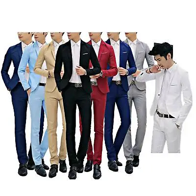 2 Piece Men Wedding Suit Slim Fit Tuxedo Suits Blazer Formal Jacket And Pants • $30.73
