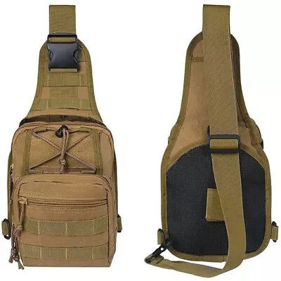 Mens Tactical Shoulder Bag Messenger Sling Chest Pack Military Molle Backpack UK • £8.59