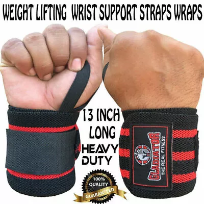 Gladiator Weight Lifting Gym Training Wrist Support Straps Wraps Bodybuilding • $7.99