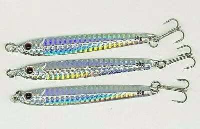 Pack Of 3/6 X 30gm SEA FISHING SILVER MINNOW LURES Mackerel Pike SPINNERS • £4.99