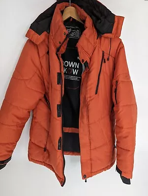 Men's Down Fkow Winter Warm Duck Down Hooded Jacket Size XXL Red • $12.42