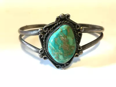 Vintage Sterling Silver Turquoise Stone Cuff Bracelet • $100