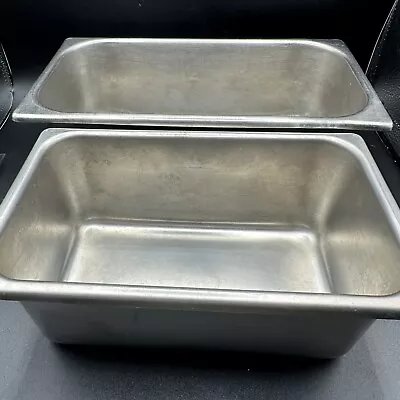 Vintage Vollrath Stainless Steel Pans Commercial Grade Heavy 4  Deep Lot Of 2 • $48