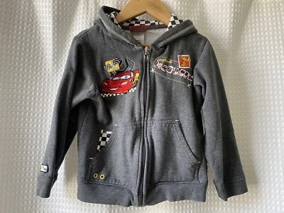 Disney Pixar~Boy’s Sz 5~Lightning McQueen Cars Hoodie Sweatshirt~Gray~Front Zip • £12.84