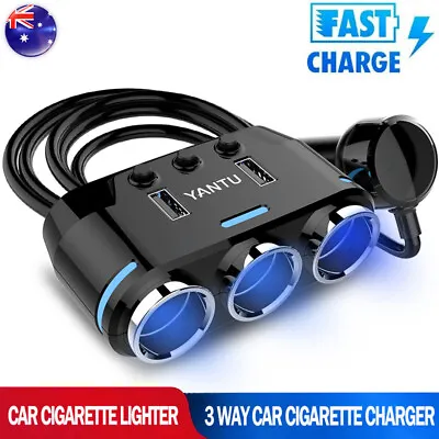 3 Way Multi Car Cigarette Lighter Socket Splitter Dual USB Charger/Power Adapter • $18.99