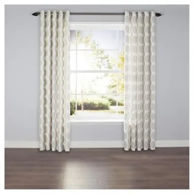 Pair Of Leaf Print Lined Eyelet Curtains 64 X 54 Cm Lounge Bedroom Decor Drapes  • £16.49