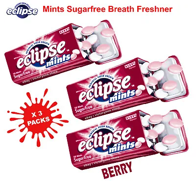 Mints Eclipse Sugarfree Breath Freshner Sweet Candy Gum BERRY Flavor X 3 PACKS • $38.88
