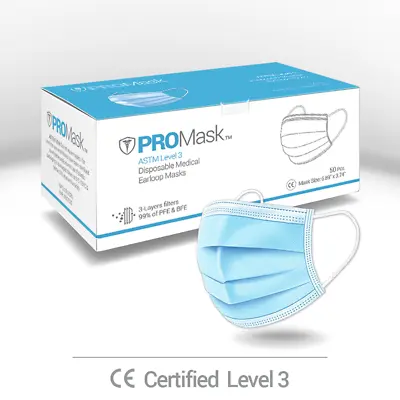 10/50/100 PROMask Disposable Face Masks Medical Surgical Dental 3-Ply Earloop  • $7.95