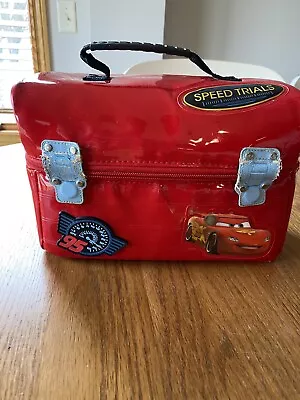 Vintage Disney Store Cars Lightning McQueen Speed Red Vinyl Lunch Tote Box Bag • $5