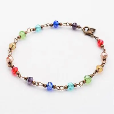 £3.89 • Buy Chakra Ankle Bracelet Anklet Crystal Rainbow Boho Chain Heart Healing Anxiety UK