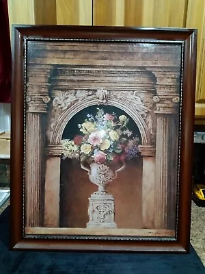 Artist T.C. Chiu Wood Framed With Gold Bead Trim Flower Picture 31 X 25.5 • $149.99