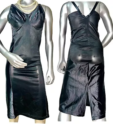 VTG 70s Crown-ette Shiny Shapewear  Girdle Bra Full Slip Dress Shaper Plus 42C • $98.08