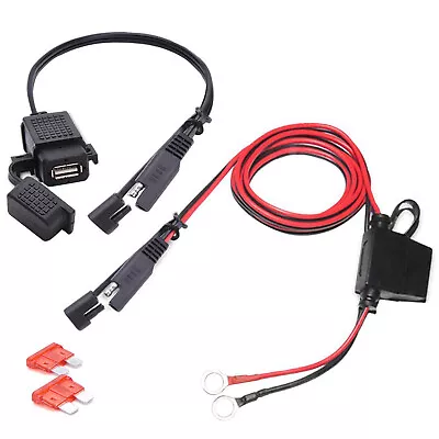 Motorcycle USB Charger Waterproof SAE To USB Cable Adapter Phone GPS Tablets B • $26.38