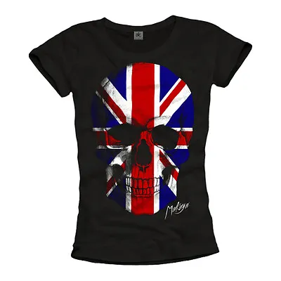 Vintage Union Jack Womens Shirt With Uk Skull Flag - Top Punk Rock Band Girl Tee • £17.04