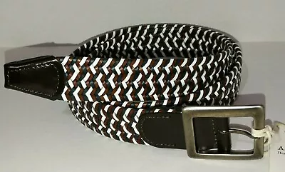 £69.99 • Buy ANDERSONS MULTICOLOUR BROWN WHITE BRAIDED ITALIAN LEATHER MENS BELT 100cm 38  BN