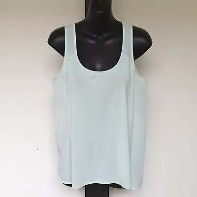 $15 • Buy 'forever New' Ec Size '10' Pale Green Sleeveless  Mixed Sheer Stretch Fabric Top