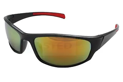 Adult Mirrored Running Cycling Sunglasses Tinted Wrap Around Sports Frame AS032 • £6.99