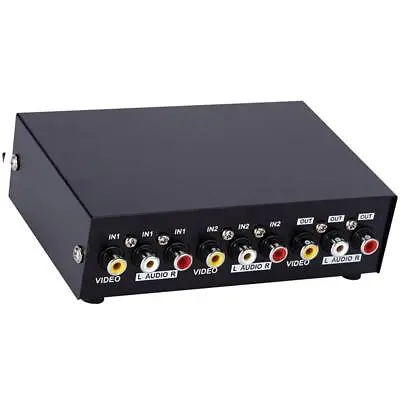 2 Way Audio Video Switch Switcher 2 In 1 Out 3/R Audio Selector Box • £14.02