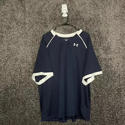 Under Armour T Shirt Mens 3XL Navy Blue V Neck Gym Workout Short Sleeve • $15