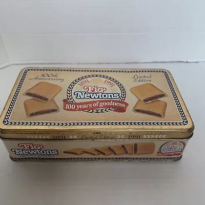 Nabisco Fig Newton Tin Box 100th Anniversary 1891-1991 Limited Ed 9 X5  X2 “ • $13.50