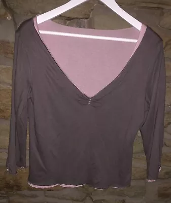 Per Una Marks And Spencer Taupe And Pink Top Size 14 • £3.50