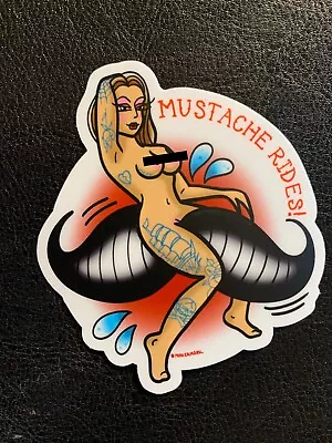Mustache Rides Funny Sticker Tattoo • $4.99