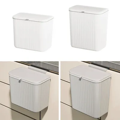 9 Litre Waste Bin Kitchen Door Cupboard Hanging Or Wall Mounted Trash Can W/Lid • £9.95