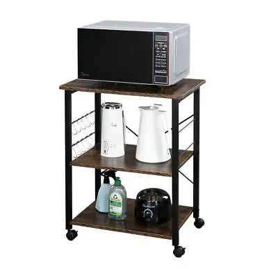 $47.99 • Buy 3 Tiers Microwave Organizer Baker's Rack Bedroom Living Room Kitchen Cart Colors