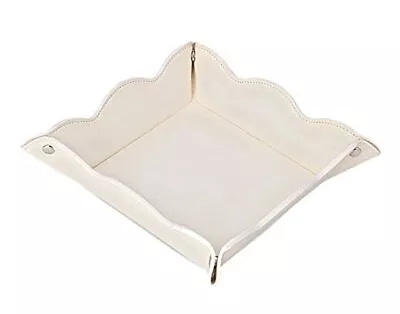 Leather Valet Tray For WomenTrinket Jewelry Cosmetic Square Off White-1 • $21.31