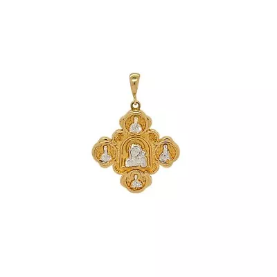 14k Gold Fancy Two-tone Jesus And Mary Four Way Religious Cross Medal  • $305.99