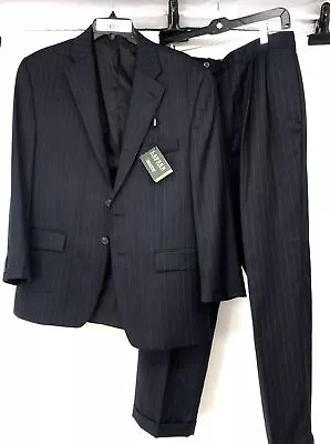 Lauren By Ralph Lauren Navy Blue Pinstripe Suit Jacket And Pants- NWT-40R-34x30 • $7.99