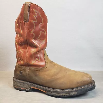 Ariat Workhog Steel Toe Work Boot Brown Men's Size 15 D Leather Cowboy Western • $94.70