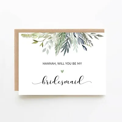 Personalised Will You Be My Bridesmaid Flower Girl Maid Of Honor Proposal Card • £2