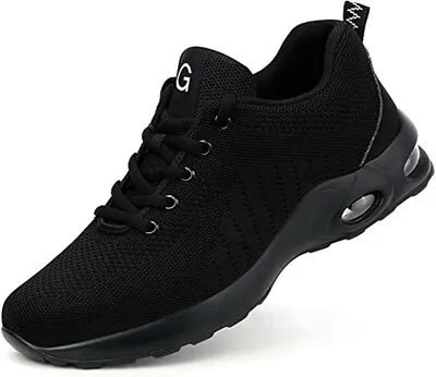 Women Safety Work Shoes Breathable Black Boots Steel Toe Lightweight Sneakers • $30.59