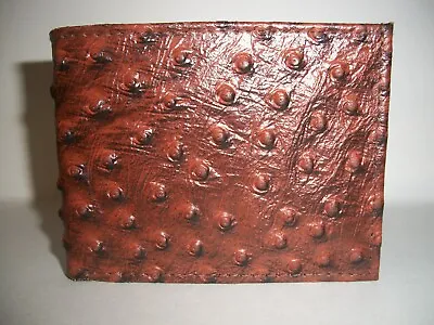 Mens Wallet Bifold Genuine Leather Ostrich Print Id Card Holder Wallet • $8