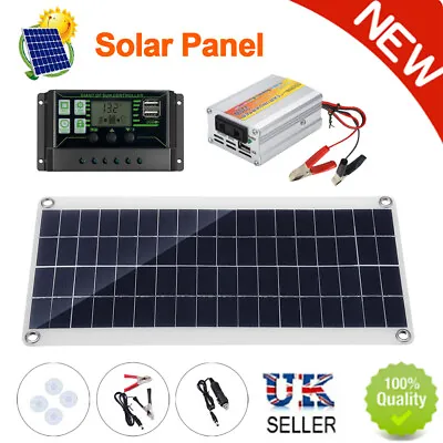 Portable 20W Solar Panel Kit With 60A Controller Inverter Camper Battery Charger • £32.99