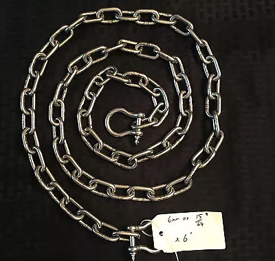 Stainless Steel 316 Anchor Chain 6mm Or 1/4  By 10' Long With Quality Shackles • $70.99