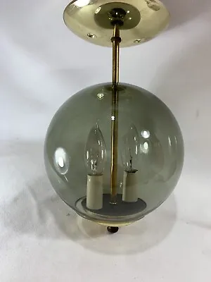 $100 • Buy RETRO Ceiling Light Hanging Globe UNUSUAL Smoke Pendant Lamp MCM ATOMIC 70's