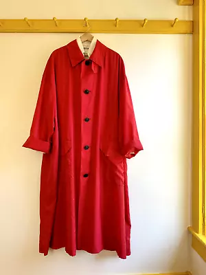 Vintage 80s Issey Miyake WINDCOAT Red Nylon Raincoat Anorak Trench Fold Up Bag • $328