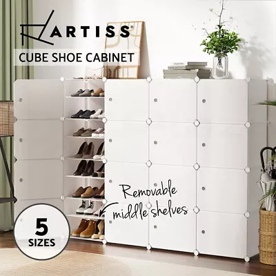 Artiss Shoe Cabinet DIY Cube Box Portable Storage Organiser Stand Wardrobe • $49.95