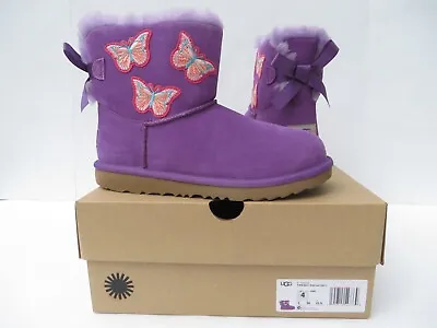 UGG Australia Boots Kids 4 NEW Mini Bailey Bow II Butterfly DWB Purple NIB • $65