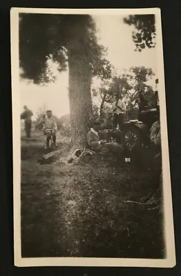 Vintage Unusual Neat Photo Of Friends Having Lunch By Tree & Model T Car #4226 • $4.99