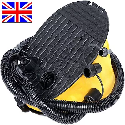 Foot Air Pump Camping Airbed Outdoor Toy Swimming Pool Inflator Hose 3 Adaptors • £5.89