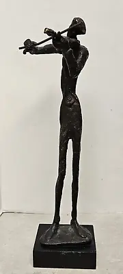 Vintage Bronze Brutalist Sculpture Violinist Figure Modernist 15  Statue • $34.99